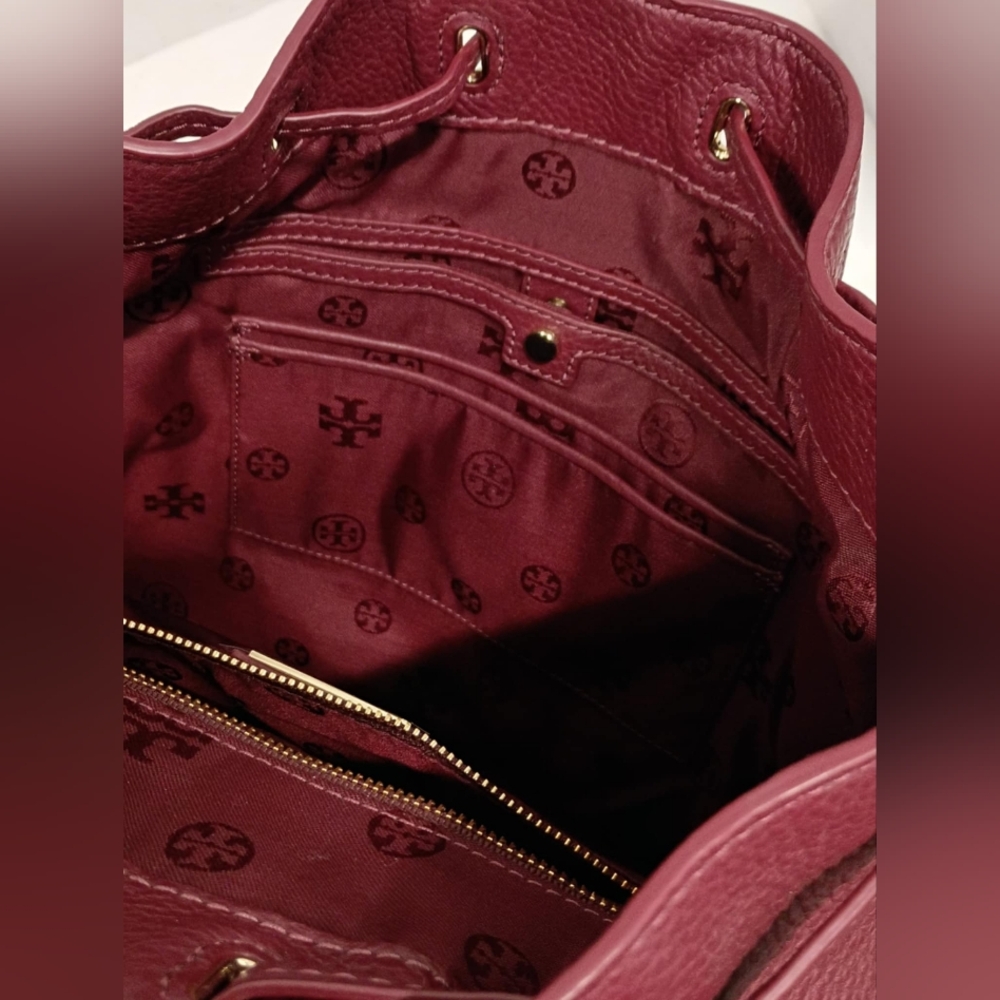 Tory Burch Brody Leather Backpack (Deep Berry) NEW - Picture 8 of 16